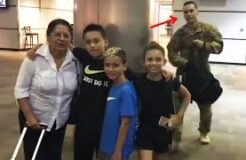 Soldier Sneaks Into Family Photo And Surprises Kids