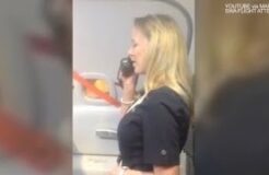This flight attendant has ’em rolling in the aisles!