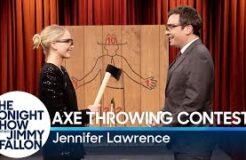 Jennifer Lawrence Challenges Jimmy to an Axe Throwing Contest